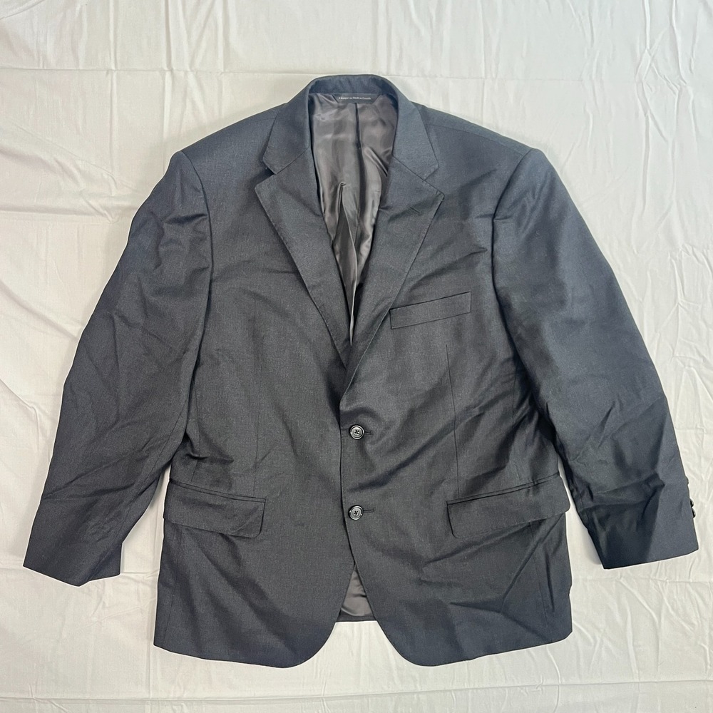 Saks Fifth Avenue by Samuelsohn Blazer Jacket Mens 42 Black Single Breasted Wool